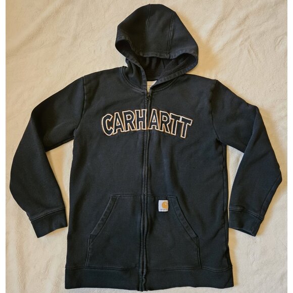 Carhartt Hoodie, Girl's Size XL, Black, Full Zip, Long Sleeve Embroidered Logo - Picture 1 of 13